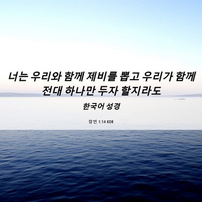 Picture 06 - 잠언 1:14 KOR - 너는 우리와 함께 제비를 뽑고 - Bible Verse Picture