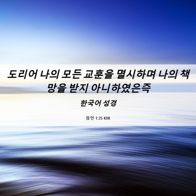 Picture 06 - 잠언 1:25 KOR - 도리어 나의 모든 교훈을 멸시하며 - Bible Verse Picture
