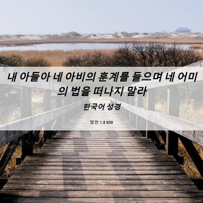 Picture 06 - 잠언 1:8 KOR - 내 아들아 네 아비의 훈계를 들으며 - Bible Verse Picture