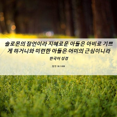 Picture 06 - 잠언 10:1 KOR - 솔로몬의 잠언이라 지혜로운 아들은 - Bible Verse Picture