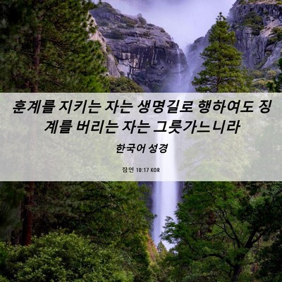 Picture 06 - 잠언 10:17 KOR - 훈계를 지키는 자는 생명길로 - Bible Verse Picture
