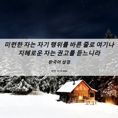 Picture 06 - 잠언 12:15 KOR - 미련한 자는 자기 행위를 바른 줄로 - Bible Verse Picture
