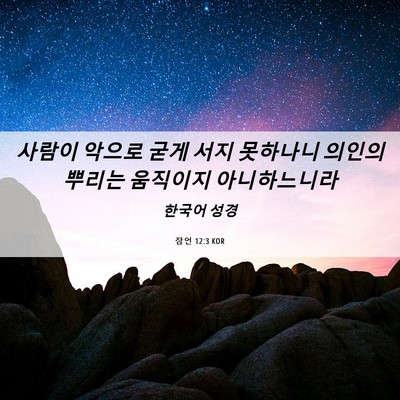 Picture 06 - 잠언 12:3 KOR - 사람이 악으로 굳게 서지 못하나니 - Bible Verse Picture