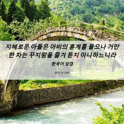Picture 06 - 잠언 13:1 KOR - 지혜로운 아들은 아비의 훈계를 - Bible Verse Picture