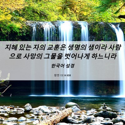 Picture 06 - 잠언 13:14 KOR - 지혜 있는 자의 교훈은 생명의 - Bible Verse Picture