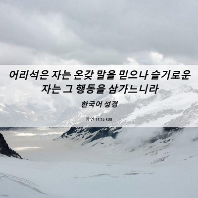 Picture 06 - 잠언 14:15 KOR - 어리석은 자는 온갖 말을 믿으나 - Bible Verse Picture