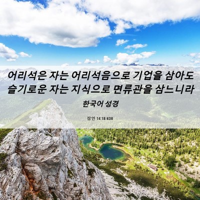 Picture 06 - 잠언 14:18 KOR - 어리석은 자는 어리석음으로 기업을 - Bible Verse Picture