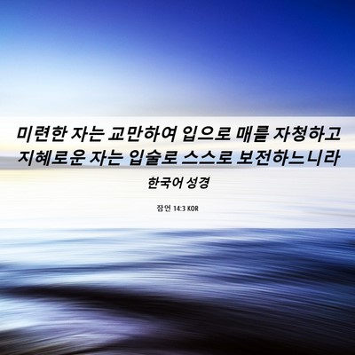 Picture 06 - 잠언 14:3 KOR - 미련한 자는 교만하여 입으로 매를 - Bible Verse Picture