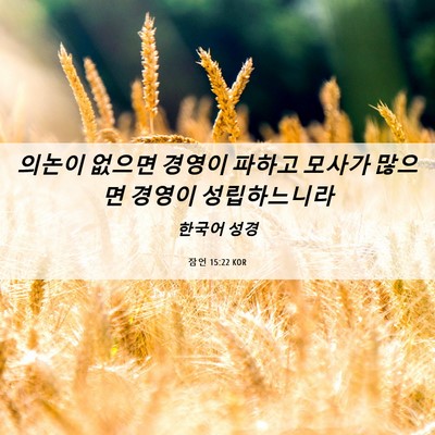 Picture 06 - 잠언 15:22 KOR - 의논이 없으면 경영이 파하고 모사가 - Bible Verse Picture