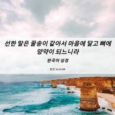 Picture 06 - 잠언 16:24 KOR - 선한 말은 꿀송이 같아서 마음에 - Bible Verse Picture