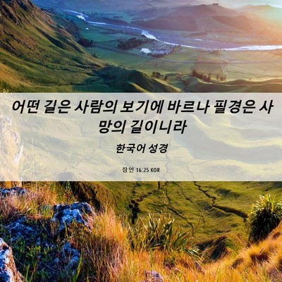 Picture 06 - 잠언 16:25 KOR - 어떤 길은 사람의 보기에 바르나 - Bible Verse Picture