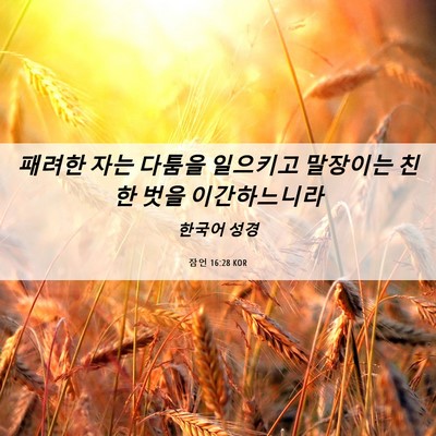 Picture 06 - 잠언 16:28 KOR - 패려한 자는 다툼을 일으키고 - Bible Verse Picture