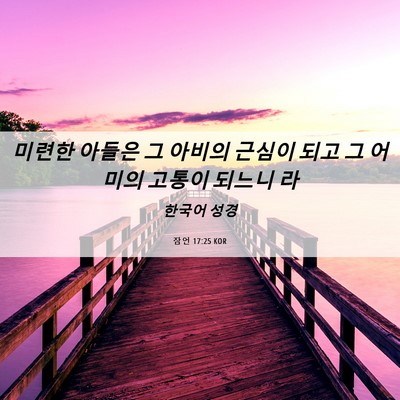 Picture 06 - 잠언 17:25 KOR - 미련한 아들은 그 아비의 근심이 - Bible Verse Picture