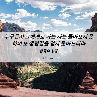 Picture 06 - 잠언 2:19 KOR - 누구든지 그에게로 가는 자는 - Bible Verse Picture