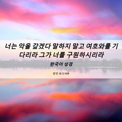 Picture 06 - 잠언 20:22 KOR - 너는 악을 갚겠다 말하지 말고 - Bible Verse Picture