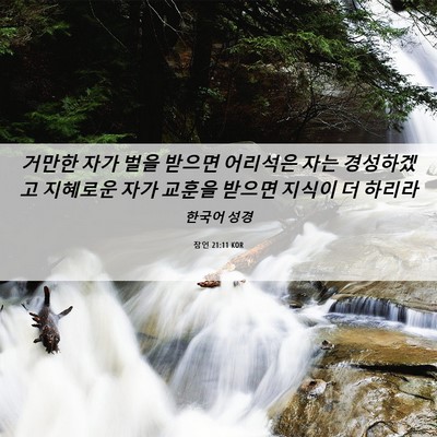 Picture 06 - 잠언 21:11 KOR - 거만한 자가 벌을 받으면 어리석은 - Bible Verse Picture