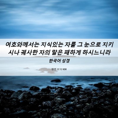 Picture 06 - 잠언 22:12 KOR - 여호와께서는 지식있는 자를 그 - Bible Verse Picture