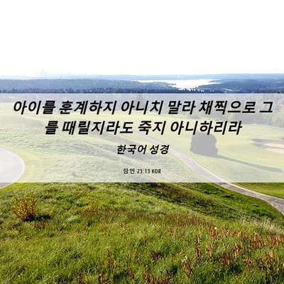 Picture 06 - 잠언 23:13 KOR - 아이를 훈계하지 아니치 말라 - Bible Verse Picture