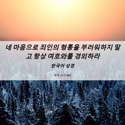 Picture 06 - 잠언 23:17 KOR - 네 마음으로 죄인의 형통을 - Bible Verse Picture