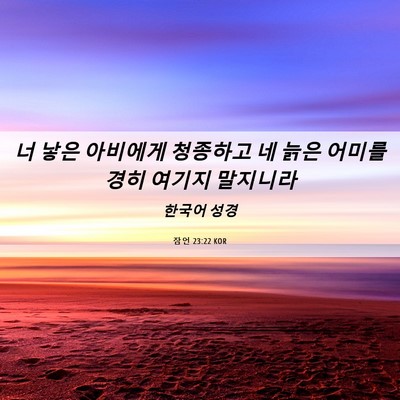 Picture 06 - 잠언 23:22 KOR - 너 낳은 아비에게 청종하고 네 늙은 - Bible Verse Picture