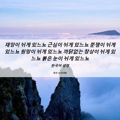Picture 06 - 잠언 23:29 KOR - 재앙이 뉘게 있느뇨 근심이 뉘게 - Bible Verse Picture