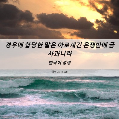Picture 06 - 잠언 25:11 KOR - 경우에 합당한 말은 아로새긴 - Bible Verse Picture