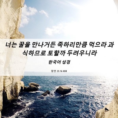 Picture 06 - 잠언 25:16 KOR - 너는 꿀을 만나거든 족하리만큼 - Bible Verse Picture