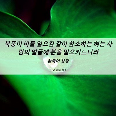 Picture 06 - 잠언 25:23 KOR - 북풍이 비를 일으킴 같이 참소하는 - Bible Verse Picture