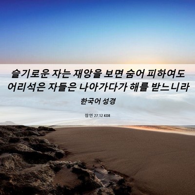 Picture 06 - 잠언 27:12 KOR - 슬기로운 자는 재앙을 보면 숨어 - Bible Verse Picture