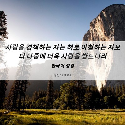 Picture 06 - 잠언 28:23 KOR - 사람을 경책하는 자는 혀로 아첨하는 - Bible Verse Picture