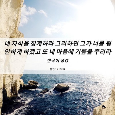 Picture 06 - 잠언 29:17 KOR - 네 자식을 징계하라 그리하면 그가 - Bible Verse Picture