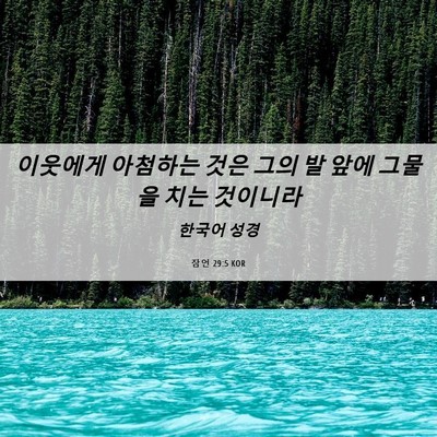 Picture 06 - 잠언 29:5 KOR - 이웃에게 아첨하는 것은 그의 발 - Bible Verse Picture