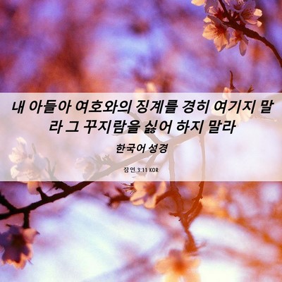 Picture 06 - 잠언 3:11 KOR - 내 아들아 여호와의 징계를 경히 - Bible Verse Picture
