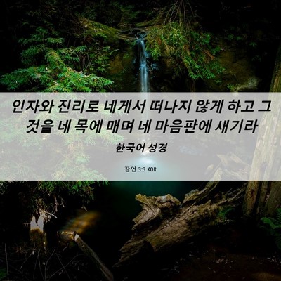 Picture 06 - 잠언 3:3 KOR - 인자와 진리로 네게서 떠나지 않게 - Bible Verse Picture