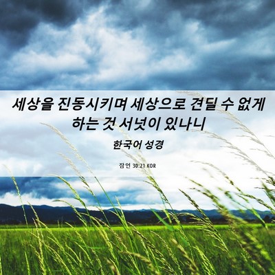 Picture 06 - 잠언 30:21 KOR - 세상을 진동시키며 세상으로 견딜 수 - Bible Verse Picture