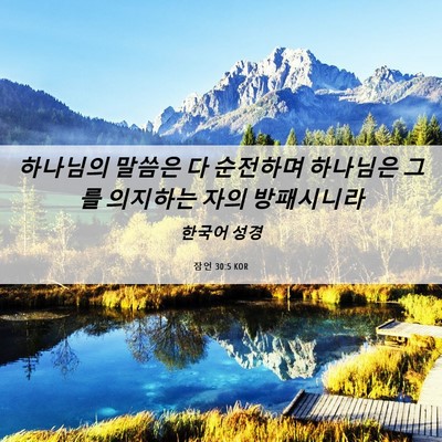 Picture 06 - 잠언 30:5 KOR - 하나님의 말씀은 다 순전하며 - Bible Verse Picture