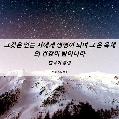 Picture 06 - 잠언 4:22 KOR - 그것은 얻는 자에게 생명이 되며 그 - Bible Verse Picture
