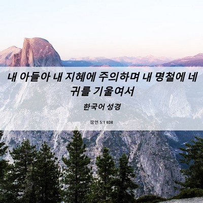 Picture 06 - 잠언 5:1 KOR - 내 아들아 내 지혜에 주의하며 내 - Bible Verse Picture