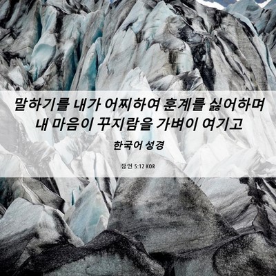 Picture 06 - 잠언 5:12 KOR - 말하기를 내가 어찌하여 훈계를 - Bible Verse Picture