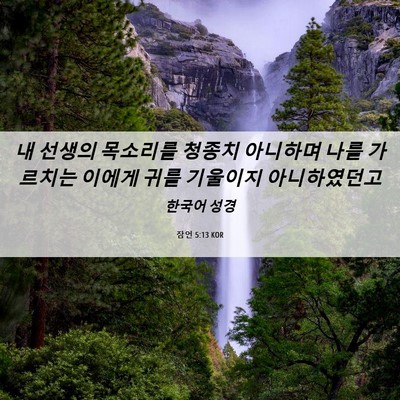 Picture 06 - 잠언 5:13 KOR - 내 선생의 목소리를 청종치 아니하며 - Bible Verse Picture