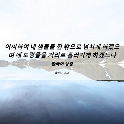 Picture 06 - 잠언 5:16 KOR - 어찌하여 네 샘물을 집 밖으로 - Bible Verse Picture