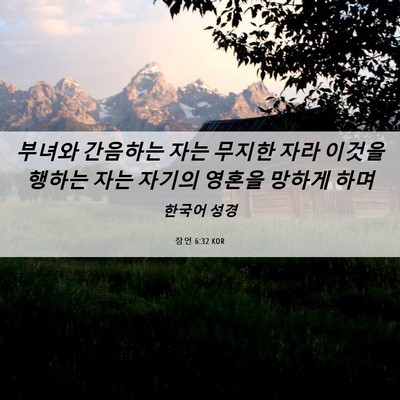 Picture 06 - 잠언 6:32 KOR - 부녀와 간음하는 자는 무지한 자라 - Bible Verse Picture