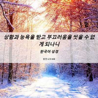 Picture 06 - 잠언 6:33 KOR - 상함과 능욕을 받고 부끄러움을 씻을 - Bible Verse Picture