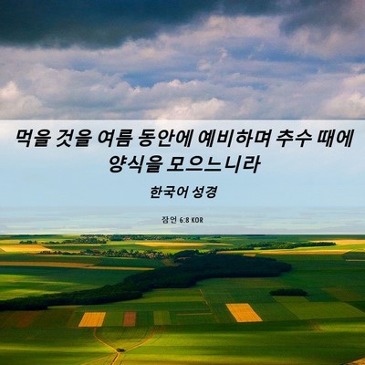 Picture 06 - 잠언 6:8 KOR - 먹을 것을 여름 동안에 예비하며 - Bible Verse Picture
