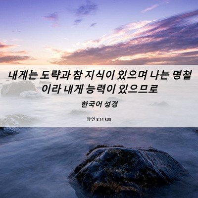 Picture 06 - 잠언 8:14 KOR - 내게는 도략과 참 지식이 있으며 - Bible Verse Picture