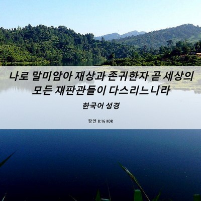 Picture 06 - 잠언 8:16 KOR - 나로 말미암아 재상과 존귀한자 곧 - Bible Verse Picture
