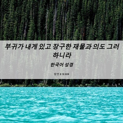 Picture 06 - 잠언 8:18 KOR - 부귀가 내게 있고 장구한 재물과 - Bible Verse Picture