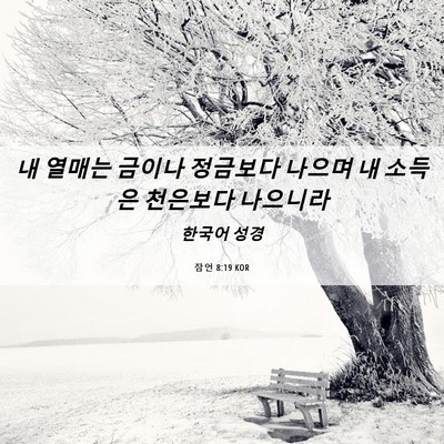 Picture 06 - 잠언 8:19 KOR - 내 열매는 금이나 정금보다 나으며 - Bible Verse Picture