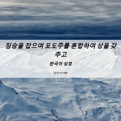 Picture 06 - 잠언 9:2 KOR - 짐승을 잡으며 포도주를 혼합하여 - Bible Verse Picture