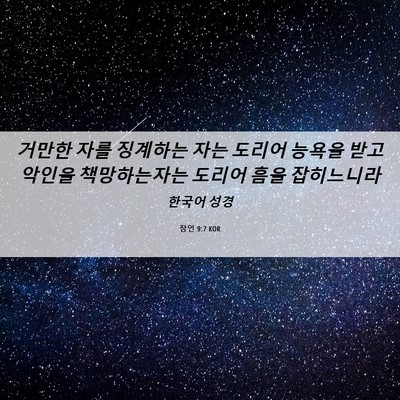 Picture 06 - 잠언 9:7 KOR - 거만한 자를 징계하는 자는 도리어 - Bible Verse Picture